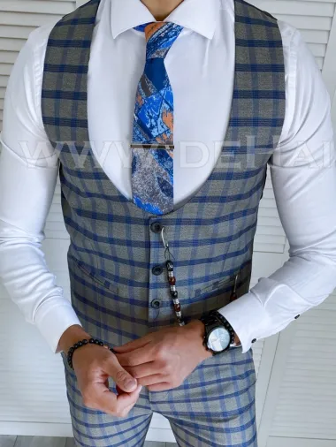 Compleu barbati in carouri Vesta + Pantaloni A3943 O3-4.2